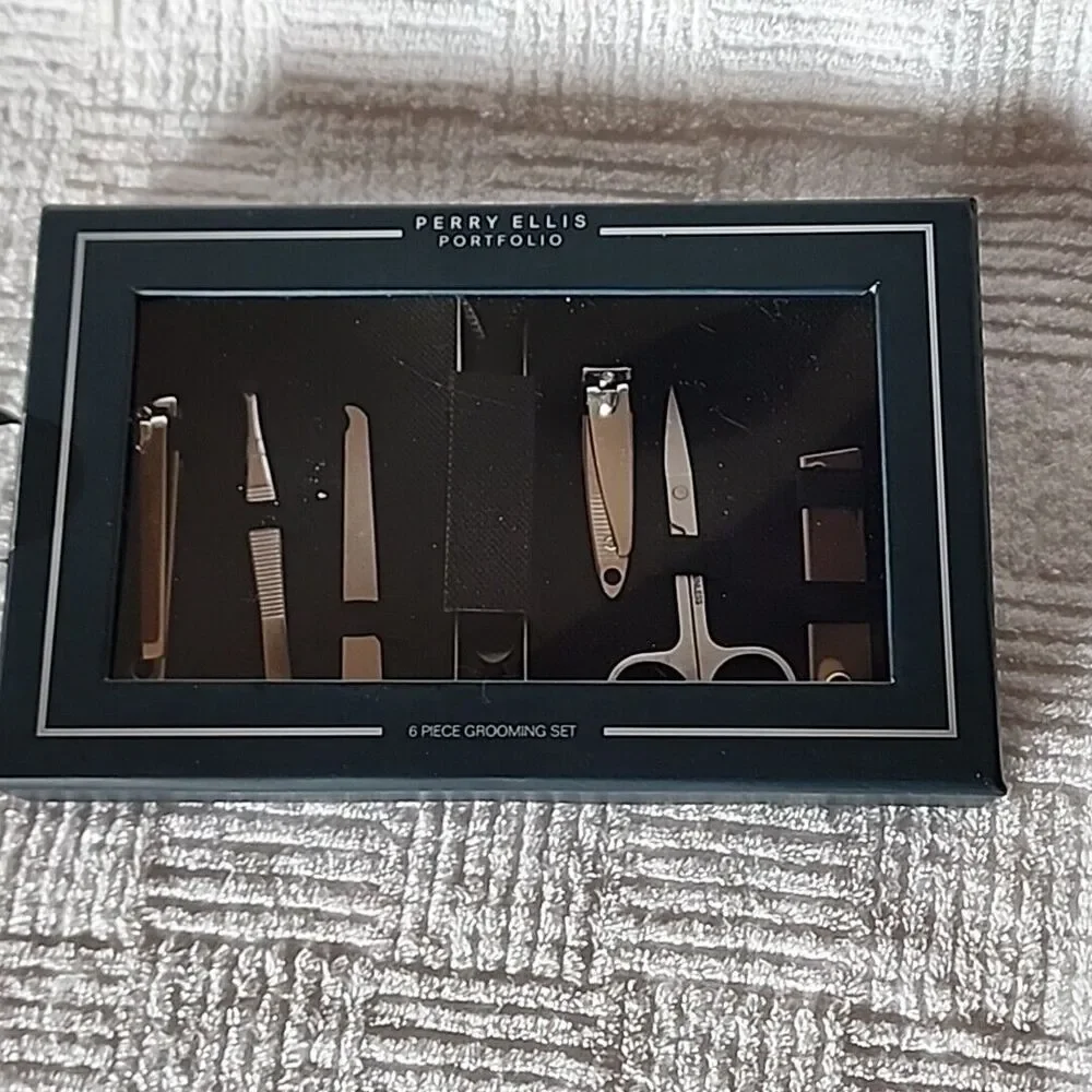 Perry Ellis Portfolio 6 Piece Grooming Set Green Case Gift Boxed New